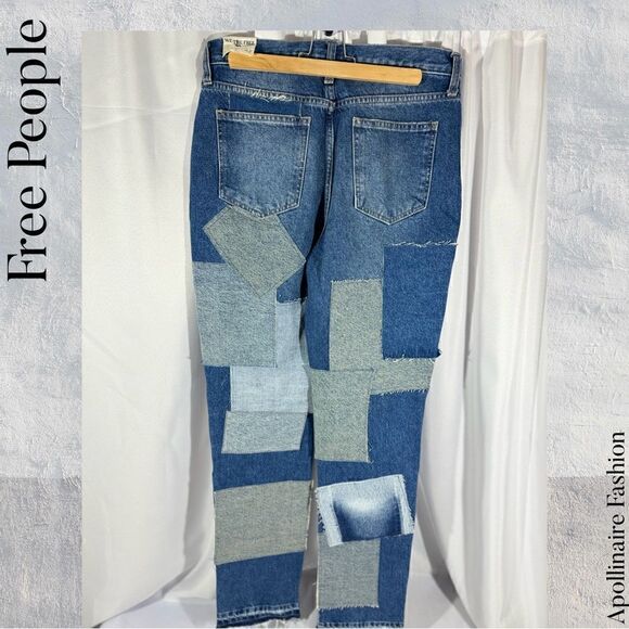 FREE PEOPLE BARE WITH ME JEANS DENIM NWT MID-RISE STRAIGHT LEG - Picture 8 of 12